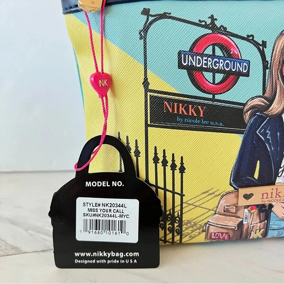 Nikky By Nicole Lee Cosmetic Pouch Bag Miss Your Call Teal - Picture 6 of 6